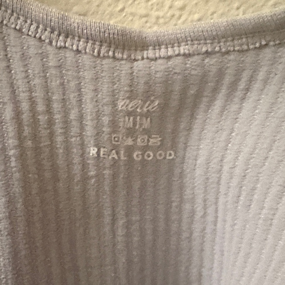 Aerie Ribbed Button-Front Bra in Gray - Picture 3 of 4
